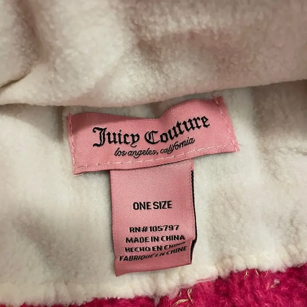 Juicy Couture Lined Cable Knit Hat & Scarf Set | Pink Monogram Gift Set New Gift